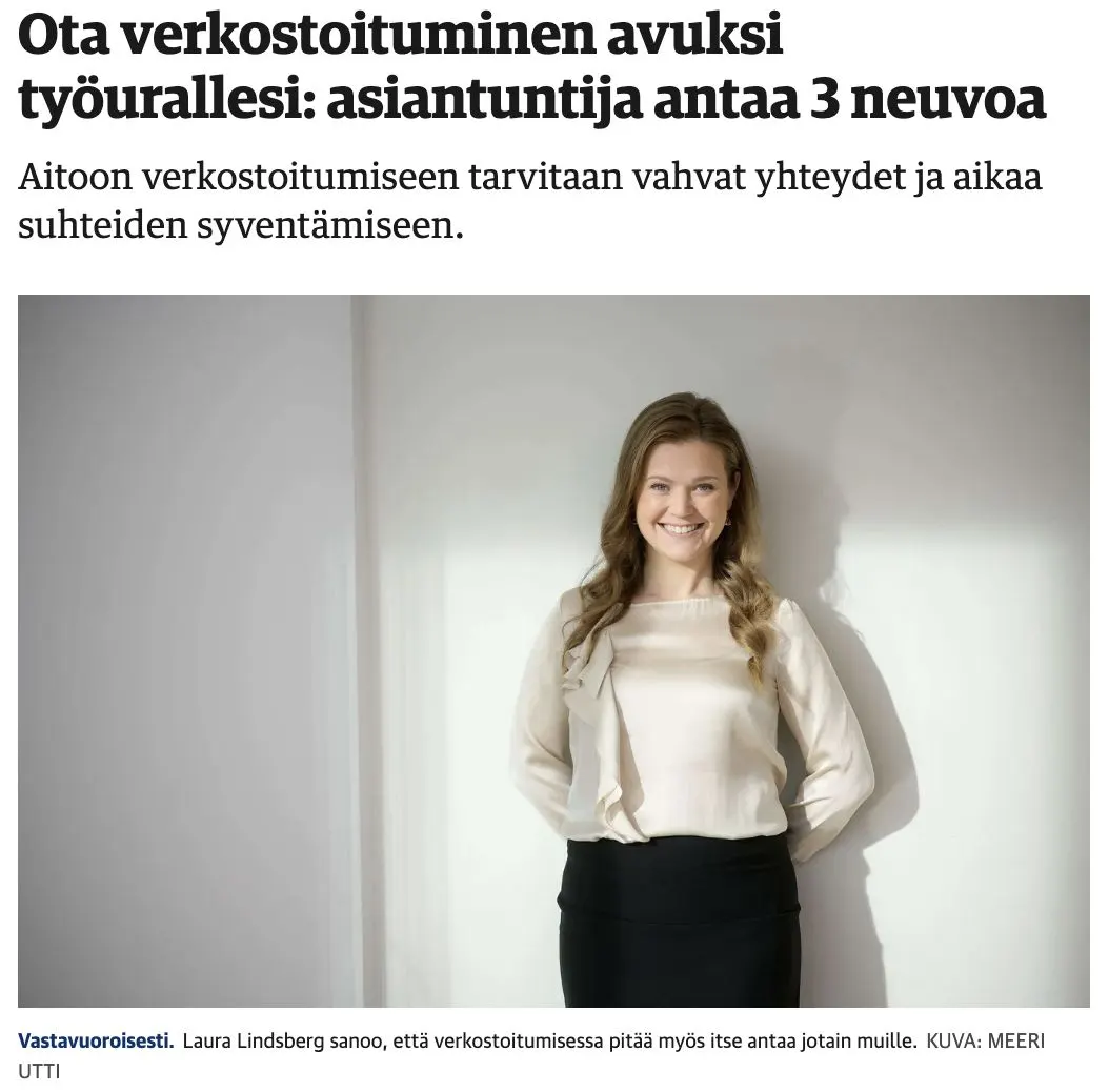 Ota verkostoituminen avuksi työurallesi: asiantuntija antaa 3 neuvoa — Kauppalehti Fakta